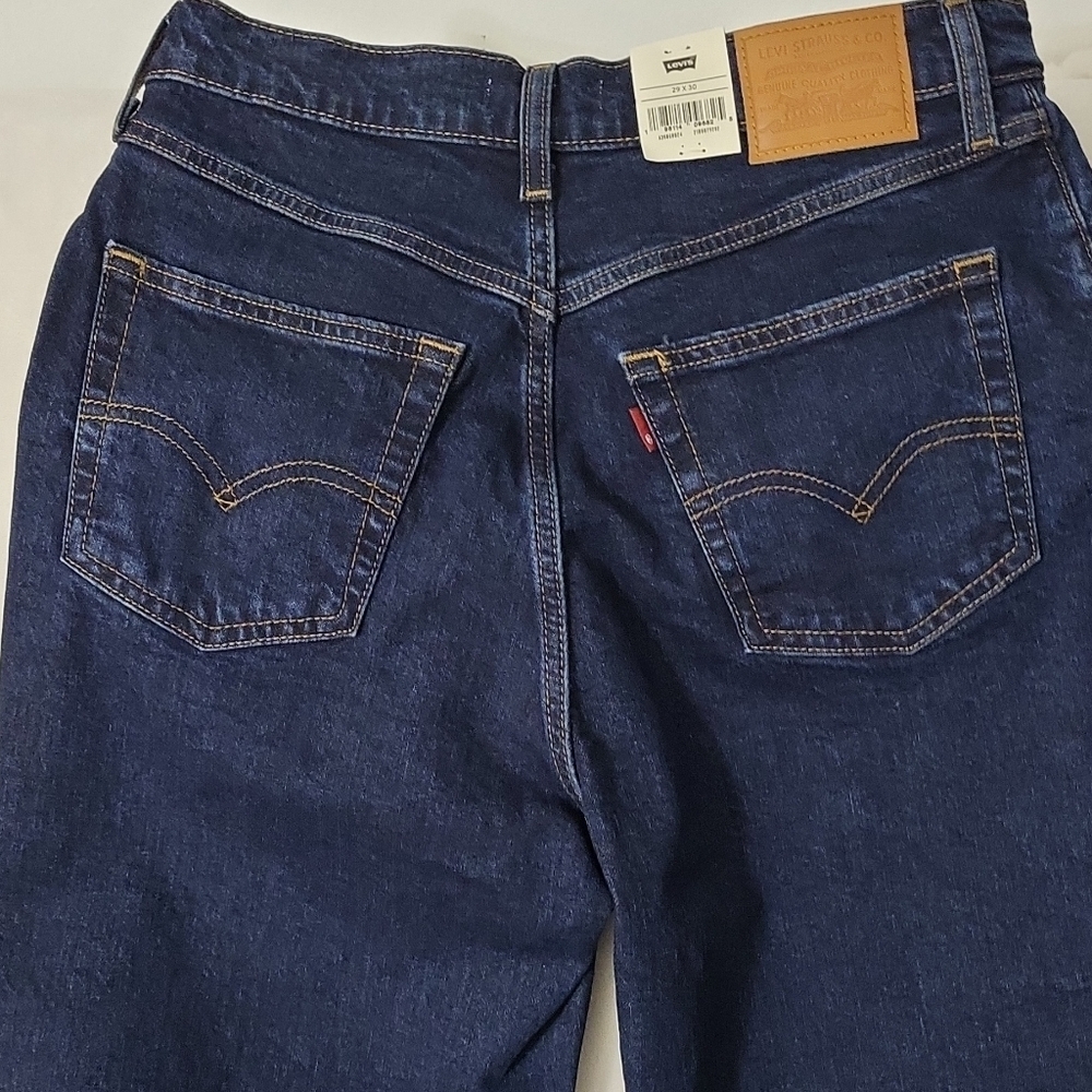 Levi's Premium Mom Jeans Relaxed Fit High Rise Stretch Blue Dark Wash Women's - Picture 11 of 16